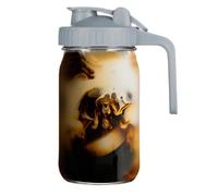 Pichet en verre avec couvercle à rabat et bec verseur, couvercle à bec verseur pour jus, lait, café, thé, limonade, boisson (gris)