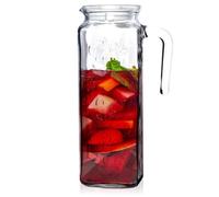 Pichet en verre - ORION - 1,2L - Couvercle blanc - Compatible lave-vaisselle - 13x8,5x23,5 cm - Verre épais