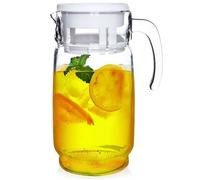 Pichet en verre - Vilde - 2 l - Couvercle blanc - 17x11x24,5 cm - Versement facile - Adapté au lave-vaisselle