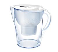 Pichet filtrant à Eau 3,5 L PP Système de Purification d'eau Filtre à Charbon Actif en 4 étapes Affichage des données Dure Six Mois, sans BPA(White 1 Pot 1 Core)