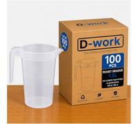 Pichet Gradué 1.5 L avec Poignée Ergonomique, Graduations 100, 150 cl, Réutilisable en PP sans BPA - Translucide - D-Work