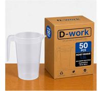 Pichet Gradué 1.5 L avec Poignée Ergonomique, Graduations 100, 150 cl, Réutilisable en PP sans BPA - Translucide - D-Work