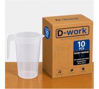 Pichet Gradué 1.5 L avec Poignée Ergonomique, Graduations 100, 150 cl, Réutilisable en PP sans BPA - Translucide - D-Work