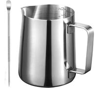 Pichet Inox 600ml, Pichet à Lait 20oz en Acier Inoxydable 304 avec Graduation Intégrée & stylo, Idéal pour Espresso, Cappuccino, Latte Art, Café Maison, Formation Barista (600 ml + Stylo)