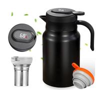 Pichet Isotherme 1,5 L avec Infuseur à Thé et Affichage de Température, Carafe Thermique en Acier Inoxydable 316 à Double Paroi, Étanche et Sans Goutte, pour Thé, Café, Lait
