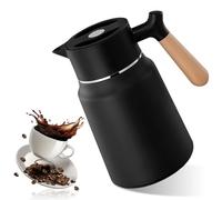 Pichet Isotherme 1,5 L, Carafe à Café Thermique, Carafe Thermique, Thermos, Théière Thermique Avec Poignée Aspect Bois Pour Thé, Café, Lait