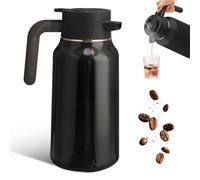 Pichet Isotherme 2L, Cafetière Isotherme en Acier Inoxydable 304, Thermos Café, Tasse Isotherme avec Poignée en Bois, Cafetière à Revêtement pour Le Café Au Thé Chaud Et Froid, Cuisine, Bureau, Hôtel