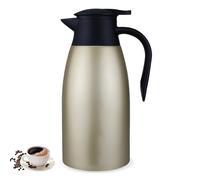 Pichet isotherme de 2 l en acier inoxydable : thermos sous vide à double paroi avec poignée et bec verseur, idéal comme cafetière ou théière pour l'eau chaude au bureau, à l'hôtel et au restaurant (or