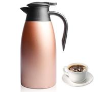 Pichet isotherme de 2 l pour cafetière - En acier inoxydable - Avec poignée et bec verseur - Isolation sous vide - Double paroi - Pour le bureau et la maison - Or rose