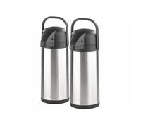 Pichet isotherme - Inox - 2 pichets - 3 L - Double paroi - Système de pompe