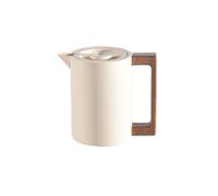 Pichet Isotherme Pot, Carafe à Café Thermique Acier Inoxydable, Avec Poignée En Bois Et Bouton-poussoir De Sécurité Simple, Pour La Maison, L'hôtel, Le Bureau (Beige,0.6L)