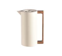 Pichet Isotherme Thermos, Carafe à Café Thermique Acier Inoxydable, Avec Poignée En Bois Et Bouton-poussoir De Sécurité Simple, Pour La Maison, L'hôtel, Le Bureau (Beige,1.5L)