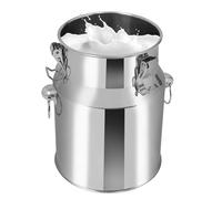 Pichet Lait Inox 5L Cylindrique Argent Autoportant Seau Inox avec Poignée pour Contenir Riz, Feuilles Thé, Haricots, Céréales, Ait, L'eau, Miel, L'huile, pour Cantine, Restaurant Petit-déjeuner