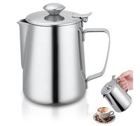 Pichet Lait Inox Mousse de Lait en Acier Ydable, Pot a Lait Avec Couvercle, Pichet Inox ã Mousse Pour Cafã au Lait (600ml)