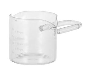 Pichet Mélangeur en Verre 250ml avec Double Bec et Poignée | Mesure Précise 8 Oz, Prise Stable Ambidextre, pour Latte Art et Café, Design Transparent Moderne