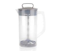 Pichet Mélangeur pour Boissons, Pichet à Boisson 2L & Piston Mélangeur Pichet à Eau en Plastique avec Couvercle et Lames Coudées Incassable Récipient pour Boissons Lait Maternel Thé Limonade