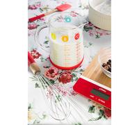 Pebbly - Pichet mesureur 1 L en verre, base silicone antidérapante, 4 mesures