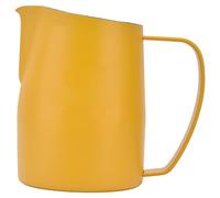 Pichet Mousseur à Lait, Inox 450ml, Bec Pointu avec Revêtement PTFE - Résistant et Précis, Adapté Machine à Café et Café (Jaune)