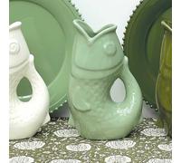 Pichet ou vase céramique poisson matcha vert clair
