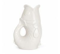 Pichet ou vase poisson blanc cassé en céramique