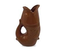 Pichet ou vase poisson marron brillant