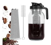 Pichet pour cafetière à infusion à froid, 1,8/1,8 l en verre robuste avec couvercle à bec verseur en forme de V, filtre en acier inoxydable pour café glacé, thé glacé, boissons aux fruits