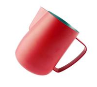 Pichet Pour Faire Mousser Le Lait Pichet à lait antiadhésif en acier inoxydable, 2 pièces, pichet mousse vapeur for café et, tasse fleurs, parfait for l'art du au(Red,600ml)