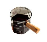 Pichet Pour Faire Mousser Le Lait Tasse à mesurer expresso de 120ml, 2 pièces, avec manche en bois, pichet lait hexagonal, fournitures café, tasse Sauce, service(Grey)