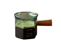 Pichet Pour Faire Mousser Le Lait Tasse à mesurer expresso de 120ml, 2 pièces, avec manche en bois, pichet lait hexagonal, fournitures café, tasse Sauce, service(Green)