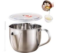 Pichet séparateur de graisse - Huile de sauce en acier inoxydable - Bol multifonction - Outils de cuisine créatifs - Passoire à sauce en acier inoxydable pour soupe, casserole chaude (argenté)
