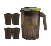 Pichet transparent avec couvercle, pichet à eau | Cruches à boissons avec 4 tasses | Pichet à boisson hermétique, grand pichet à boisson, récipient à thé, cruche à jus, pour thé froid, l