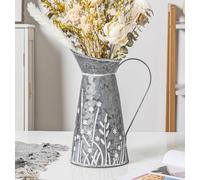 Pichet Vintage en Métal Galvanisé - Vase à Fleurs Rustique avec Poignée, Décoratif pour Intérieur, 27 cm de Hauteur