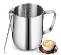 Pichet à mousse à lait en acier inoxydable avec stylo de décoration, pot à mousse de lait avec écailles de lait, café, cappuccino, latte art, barista, pichet à lait
