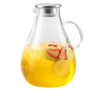 Pichets en verre avec poignée et couvercle, pichet à thé glacé transparent 2L avec bec, cruche à eau en verre chaud/froid pour jus et boisson thé glacé Pichet eau carafes