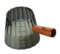 Picheur de crémier à café en verre de 6 oz avec bec boutique en V et double échelle, vitre à expresso poignée en bois pour crème, vinaigrette, beurre et ketchup (noir transparent)