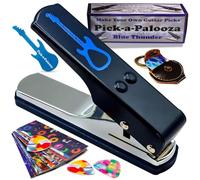 Pick-a-Palooza Méga poinçon de guitare à faire soi-même - Le fabricant de médiators de qualité supérieure - Porte-clé en cuir, 15 bandes de médiators et une lime de guitare - Bleu