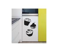 Pick and Stick Sticker Mural déco cupcake - 55 X 55 cm, Noir Noir