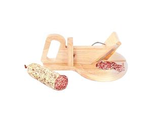 Pick&Drink - Kd3213 - Trancheuse Guillotine Coupe Charcuterie Saucisson Manuelle Ronde Bois Inox Marron