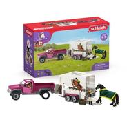 schleich 42346 HORSE CLUB - Pick-up avec remorque pour cheval, coffret schleich avec 38 éléments dont 1 cheval schleich inclus, coffret figurines pour enfants dès 5 ans