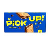 PiCK UP! Original Barre avec tablette de chocolat au lait croustillante entre deux biscuits croustillants, le snack pour les déplacements, lot de 5, 5 x 28 g
