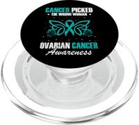 Picked The Wrong Woman Ruban Bleu Sarcelle Sensibilisation au Cancer de l'ovaire PopSockets PopGrip pour MagSafe