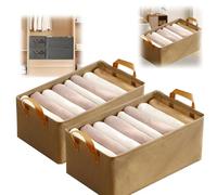 Pickelect Cation Multi-functional Folding Wardrobe, Cation Multi-Functional Folding Wardrobe, Ultra Space Clothes Drawer Organizer Closet with Handle,Bedding/Toys,18.5*11.02*7.87IN (Khaki,2 Pcs)