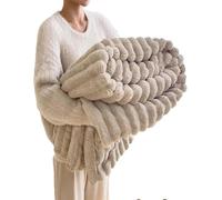 Pickelect Couverture de couverture en velours de lait de flanelle, couverture de sieste épaisse en peluche lapin chaude, à poils longs et moelleux, pour lit ou sofa (kaki, 99 x 150 cm)