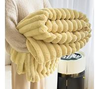 Pickelect Couverture de sieste épaisse en peluche de lapin - Couverture en velours de lait et flanelle douce et épaisse en fausse fourrure de lapin - Pour le bureau d'une personne (jaune, 120 x 200 cm