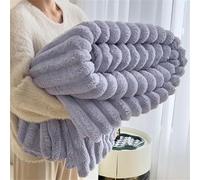 Pickelect Couverture en flanelle et velours de lait en flanelle, douce, épaisse, en fausse fourrure de lapin, pour l'hiver, chaude, douce et chaude pour lit, canapé, salon (violet, 150 x 200 cm)