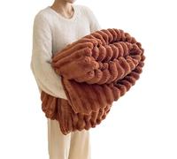 Pickelect Couverture en flanelle et velours de lait en flanelle, douce, épaisse, en fausse fourrure de lapin, pour l'hiver, chaude, douce et chaude pour lit, canapé, salon (caramel, 100 x 150 cm)