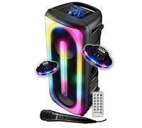 Pickering Enceinte Sono DJ Autonome 300W Bluetooth 5.0 Amplifiée TWS Rechargeable LED Microphone USB MicroSD Noir, Jeux OVNI LED