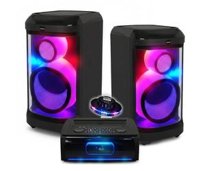 Pickering PKG2760 Système Sonorisation 1520W - 2 Enceintes 12" LED Bluetooth 5.0 USB Optique Radio FM, Jeu OVNI LED