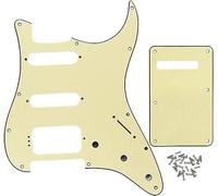 Pickguard d'angle rond ST HSS 3 plis à 11 trous avec vis de protection compatible avec micro ouvert américain/mexicain ST (3 plis, crème)