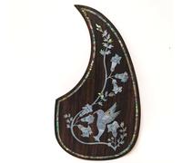 Pickguard de guitare acoustique en bois de rose massif avec incrustation de coquille d'ormeau adhésif 3M pour guitare folk Martin D45 de 101,6 à 106,7 cm (Flying Birds-A)